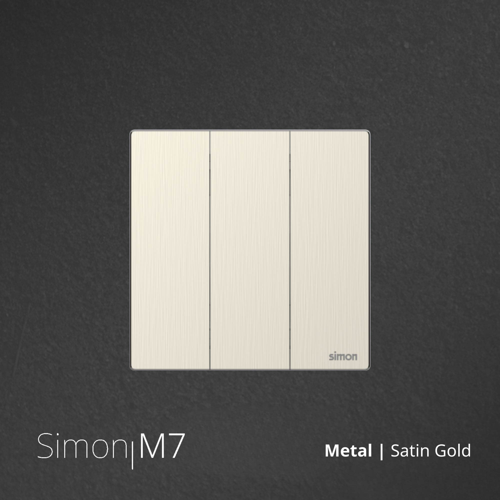 SIMON M7 Metal Switch 3 Gang 2 Way - Satin Gold